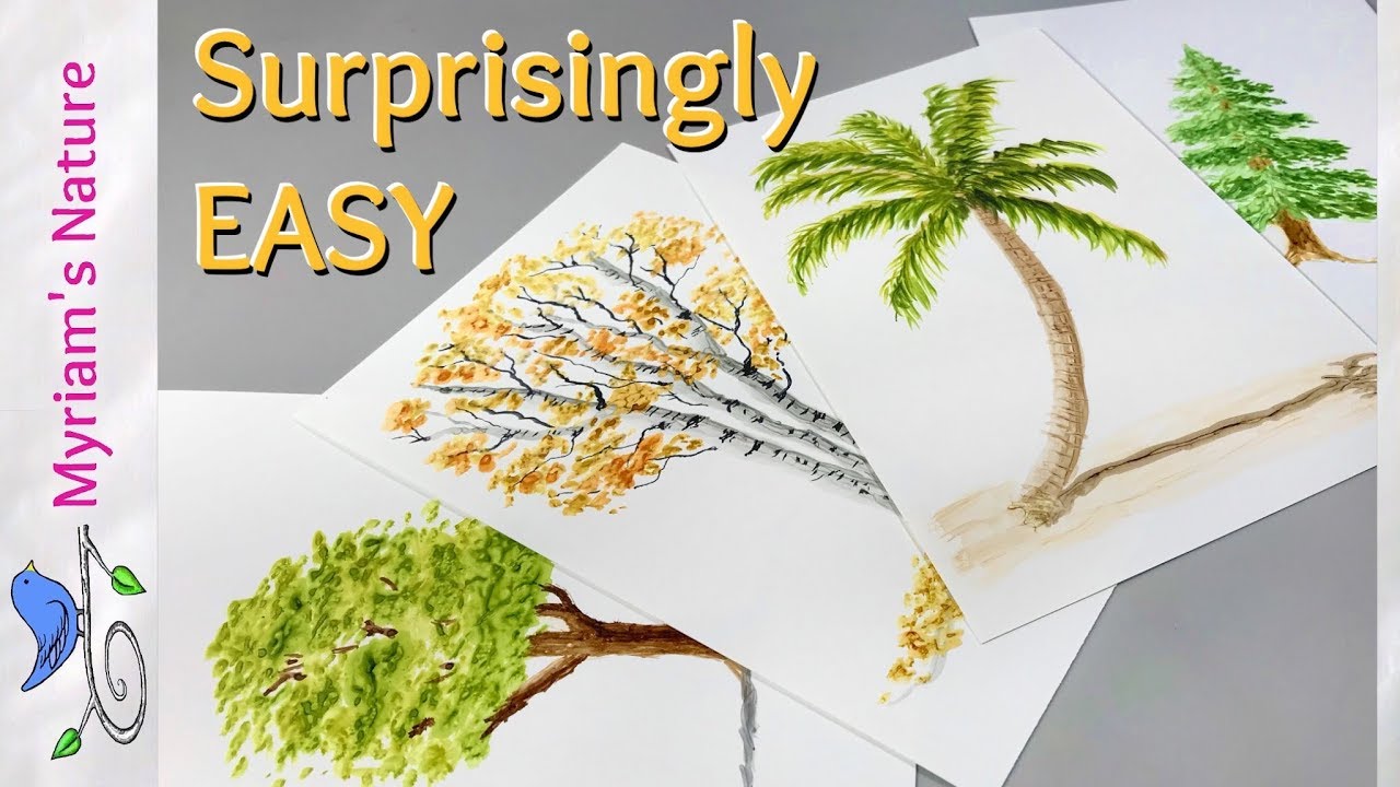 156]  🌲 FOUR Trees ANYONE Can Quickly Paint with ALCOHOL INK 🌴 Step by Step Tutorial + a Bonus!