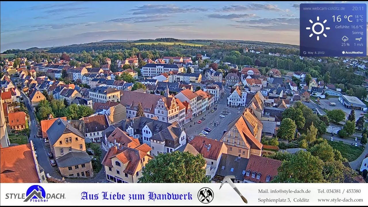 Webcam Stadt Colditz - Livecam auf dem Schloss Colditz - Wettercam Castle Colditz
