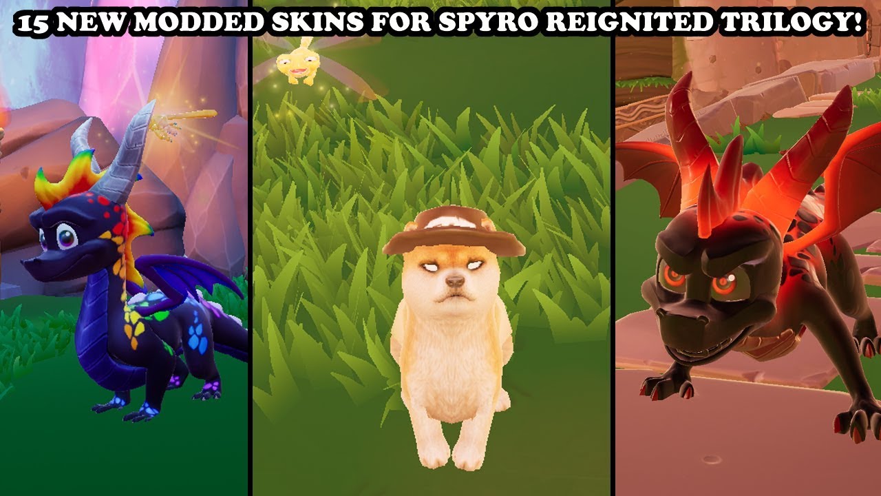 15 MODDED SKINS FOR SPYRO REIGNITED TRILOGY! Dark Spyro, Reversed Spyro & More! PC Mods Compilation!