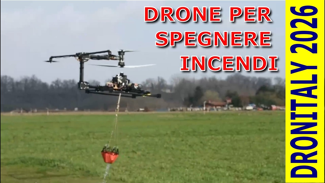 Visto a Dronitaly 2026 un drone elicottero spegni incendi