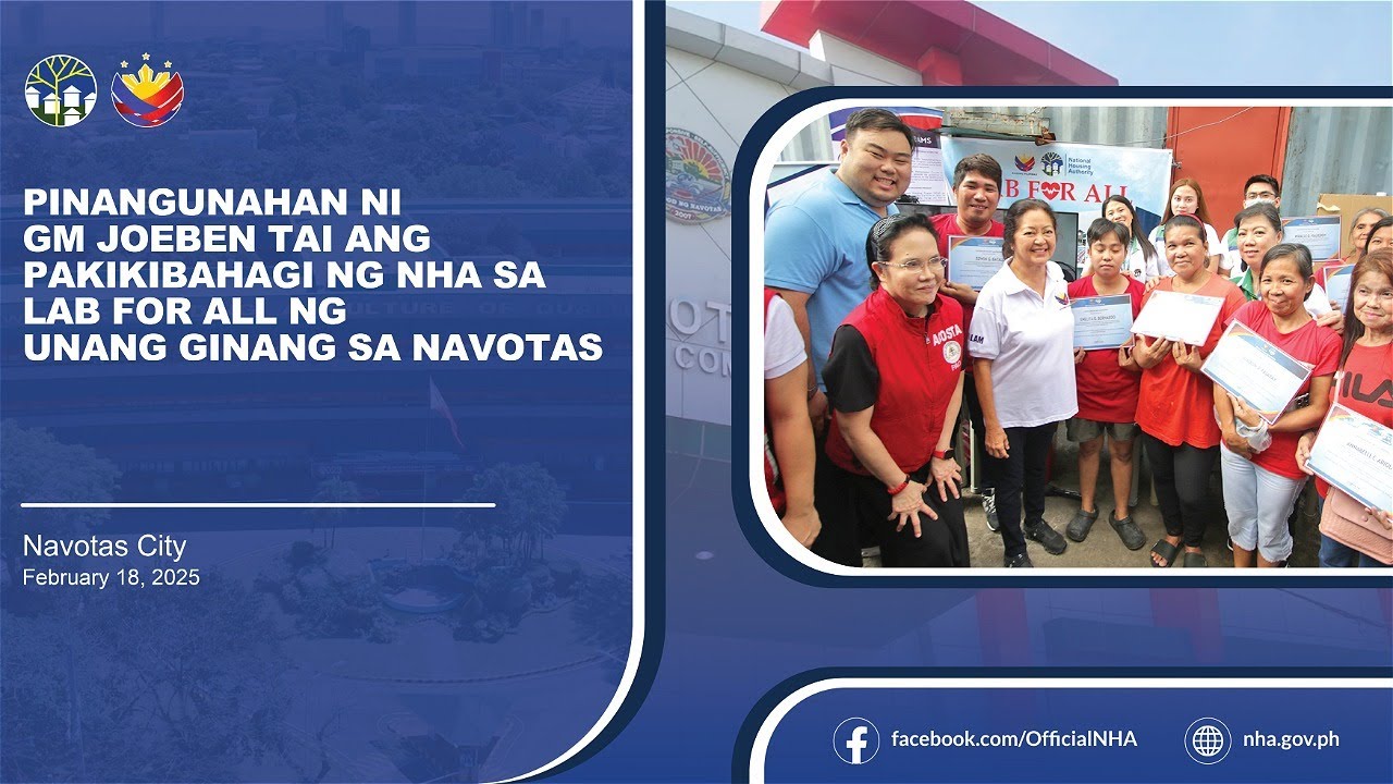 Pinangunahan ni GM Joeben Tai ang pakikibahagi ng NHA sa LAB FOR ALL ng Unang Ginang sa Navotas