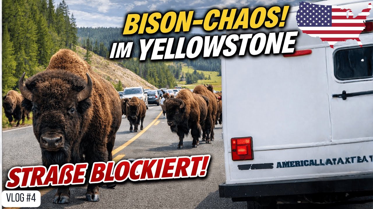 Bison-Chaos im Yellowstone 😱 Straßen blockiert & Wildlife hautnah | Vlog #4