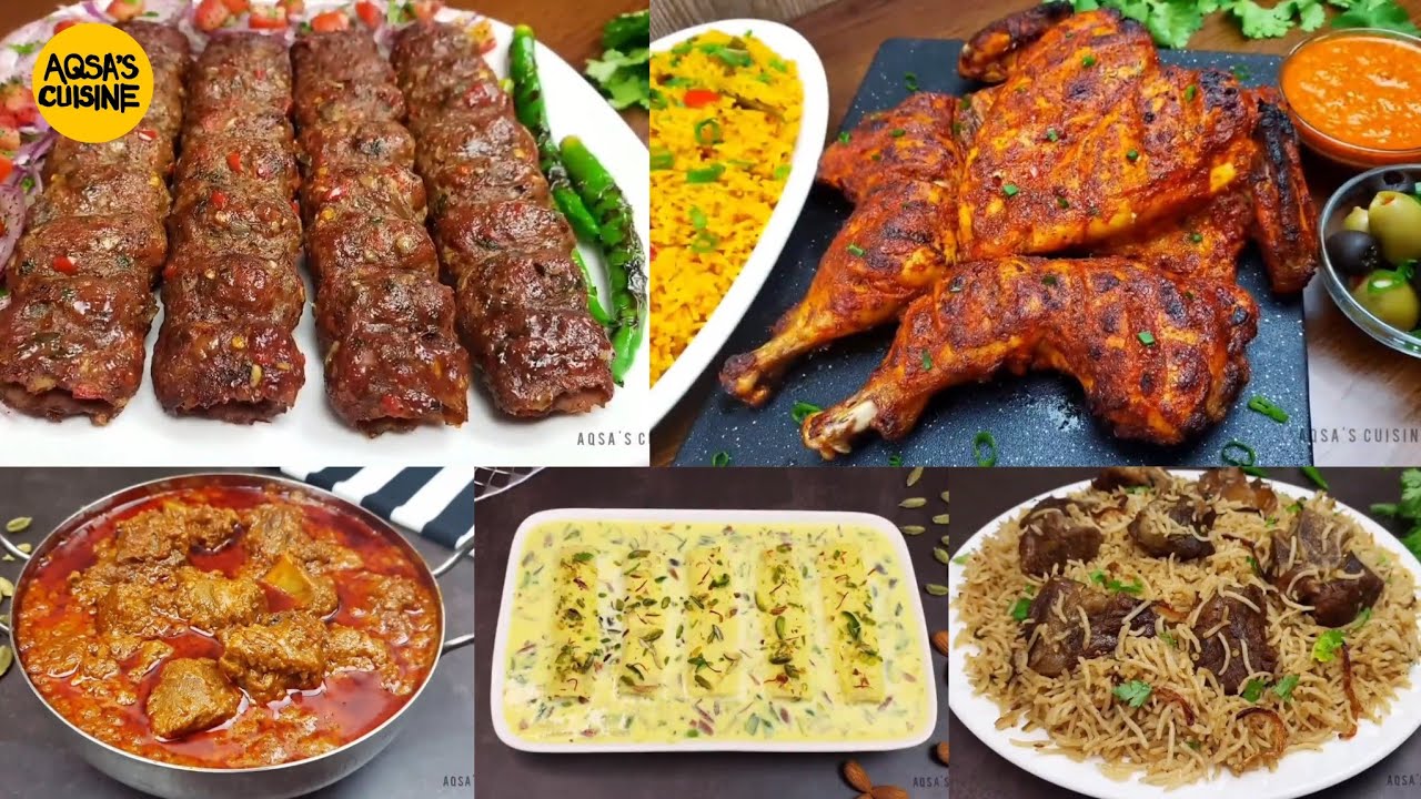 Полное меню ифтара и Ид-Давата, курица пери-пери, корма из баранины, кебаб урфа, яхни пулао из го...