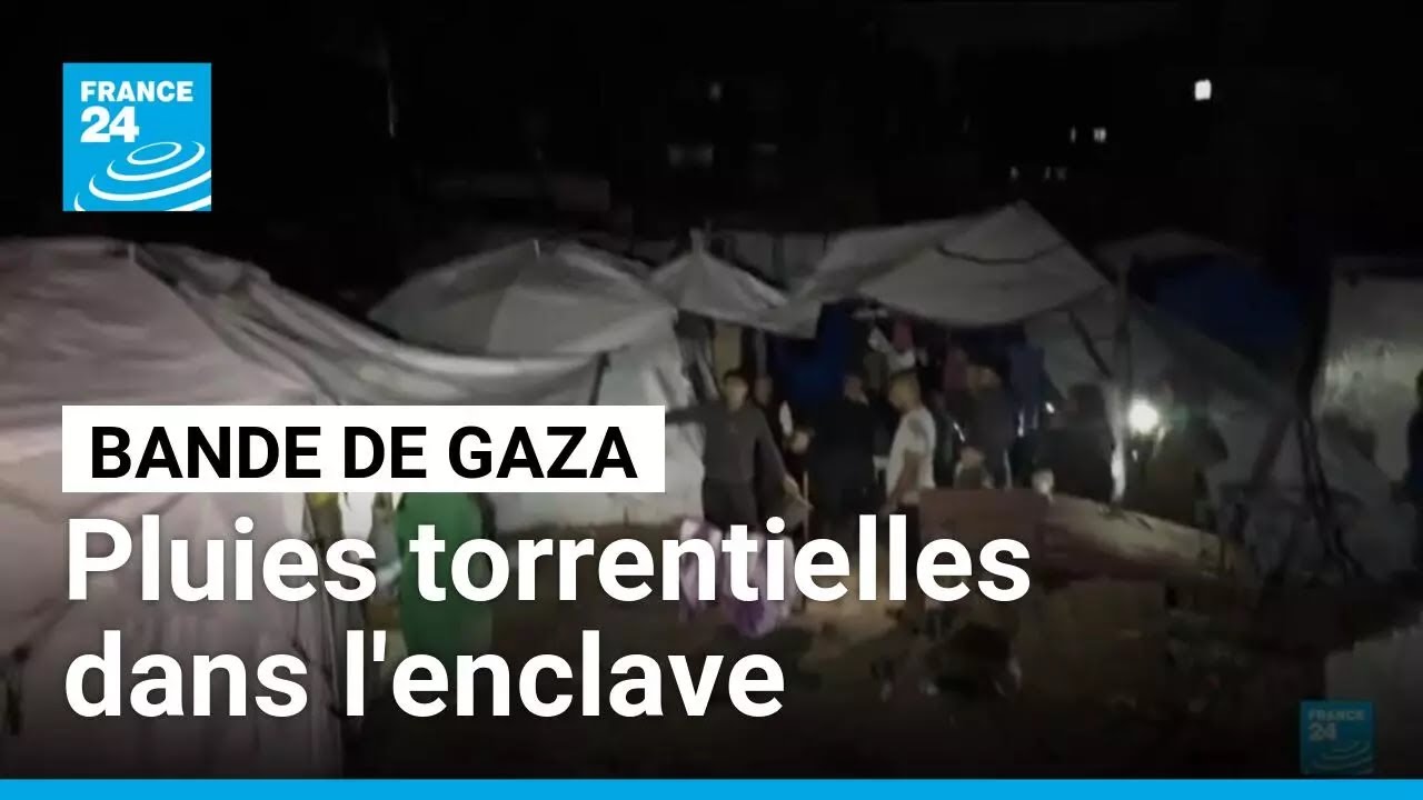 Pluies torrentielles à Gaza : les abris de fortune inondés • FRANCE 24
