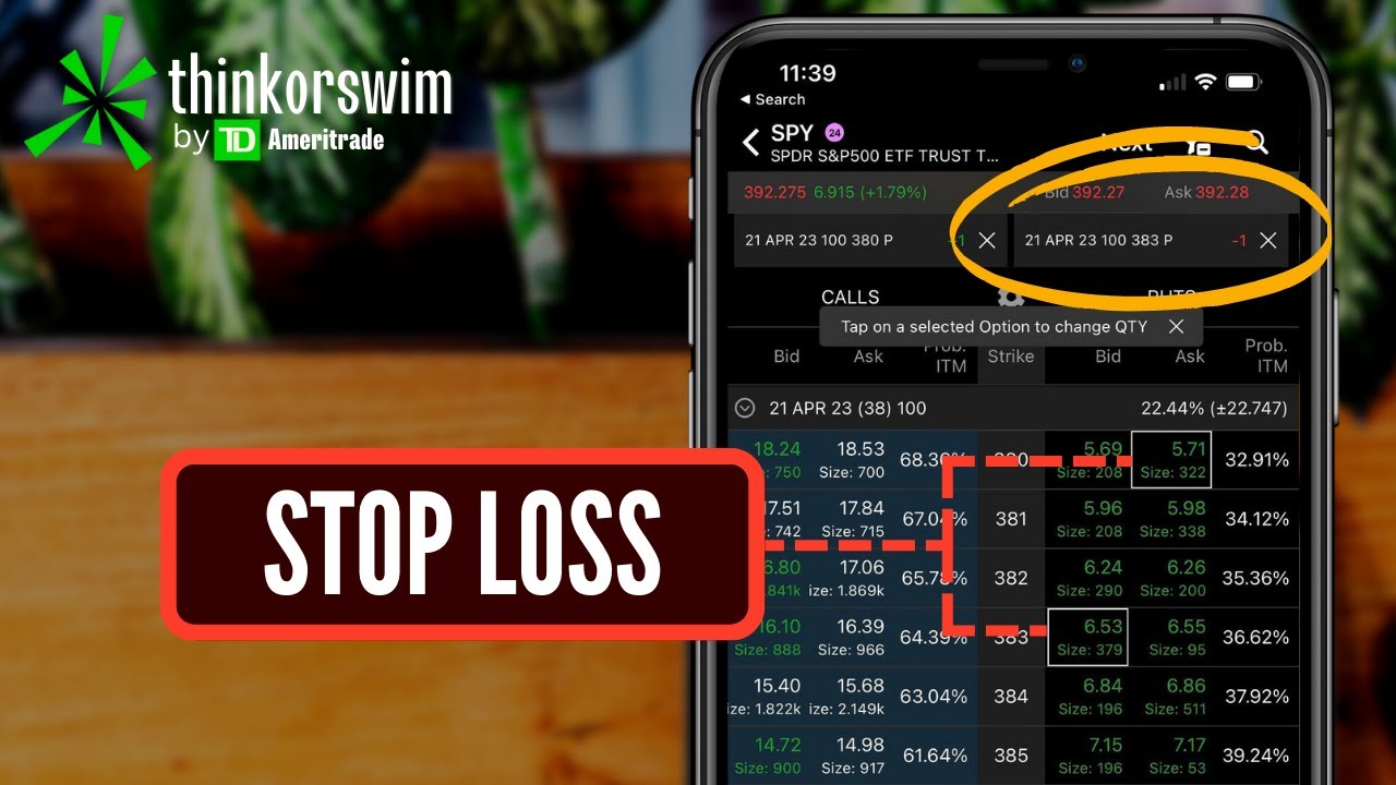 Остановка спредов с помощью мобильного приложения ThinkorSwim