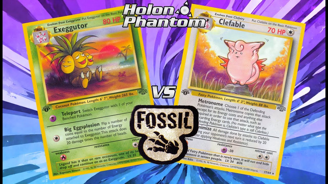 Retro Format Base Set - Fossil Pokemon TCG Battle! Exeggutor Vs Clefable!