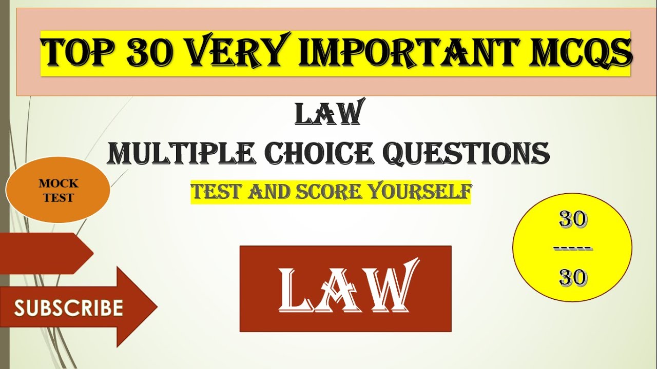 Law Top 30 Very Important Multiple Choice Questions | Law MCQs | Test & Score Yourself. #Law_MCQs