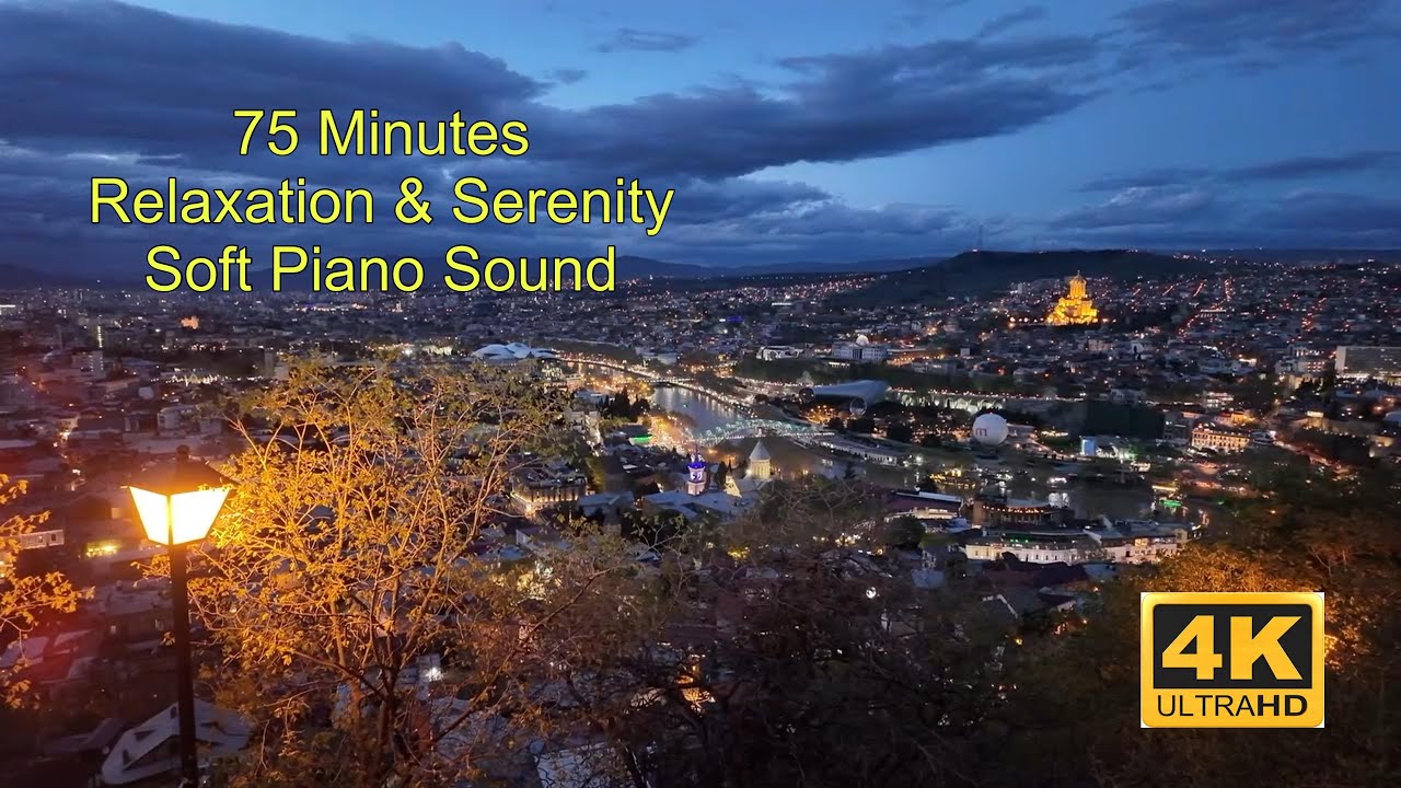 1 Hour of Relaxation and Serenity | 4K | with Piano Sound for Stress Relief