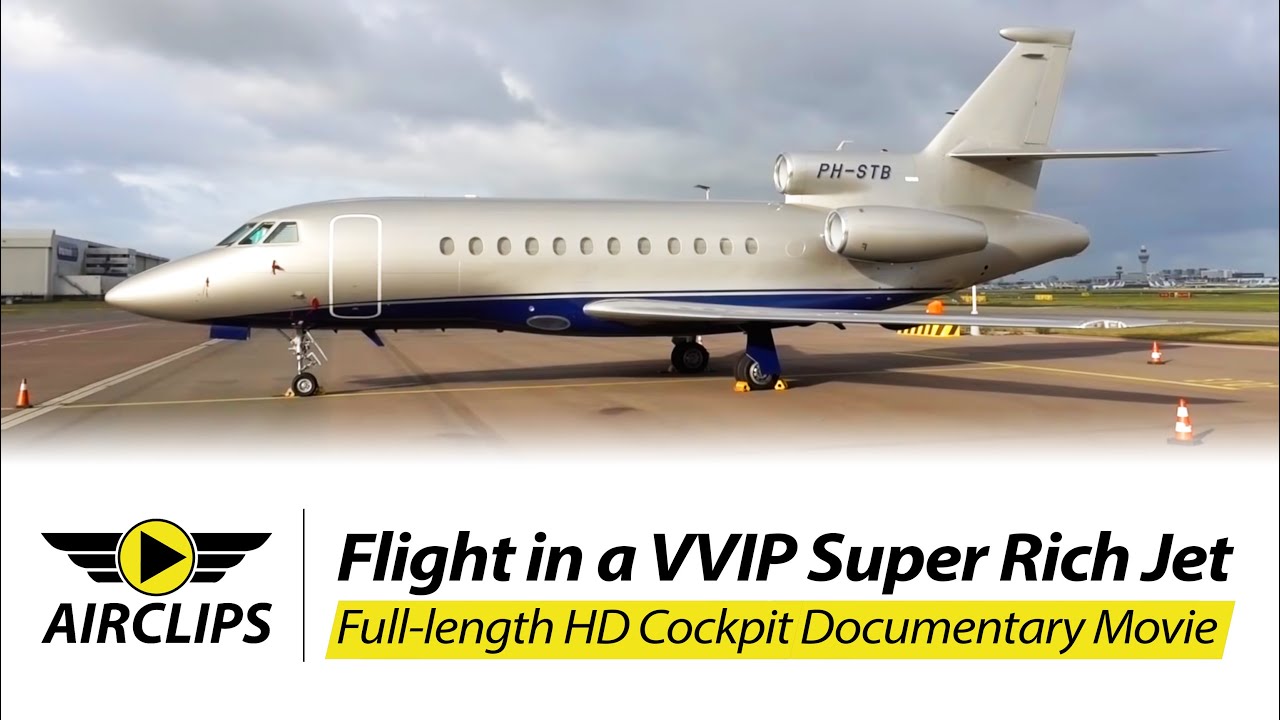 MEGA Falcon 900 intercontinental 3-Engine Private Jet: Ultimate Cockpit Movie AMS-Figari [AirClips]