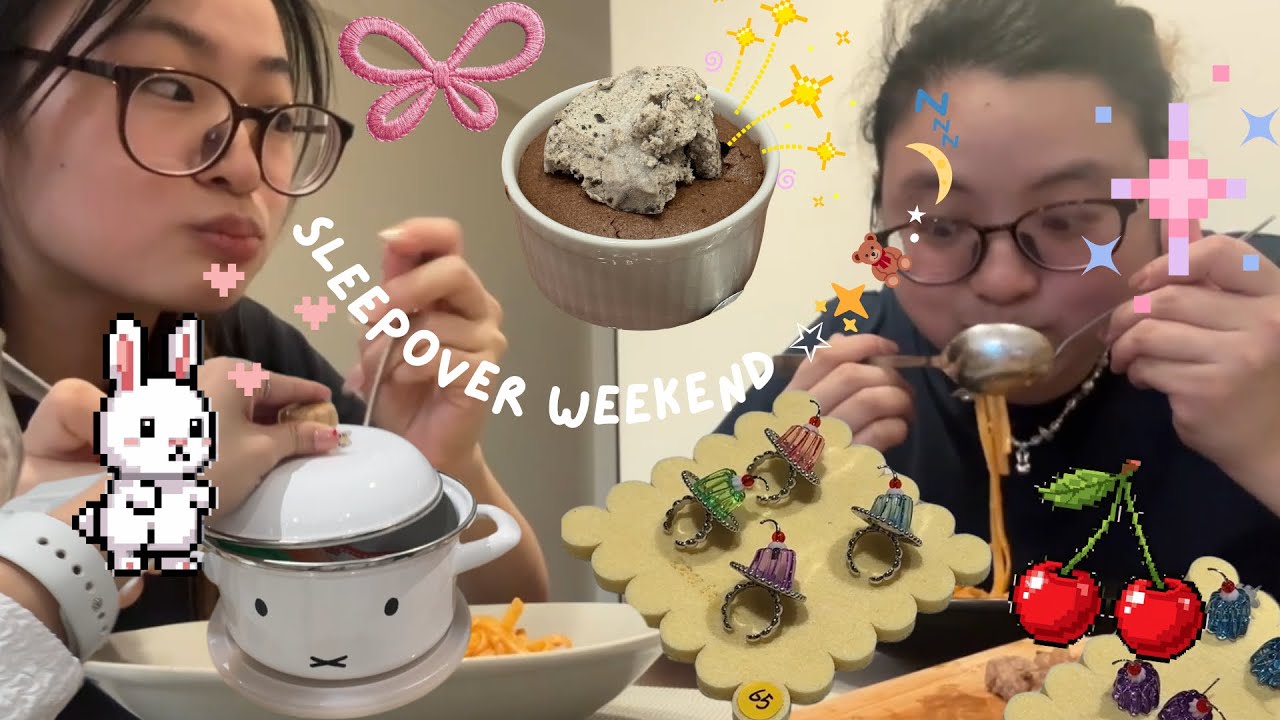 weekend vlog🐰: sleepover, public garden, Christmas gift exchange 🎁 & Ina Garten's brownies! ⋆｡☾