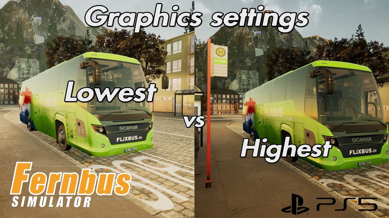 Graphics settings Lowest vs. Highest | Fernbus Simulator PS5