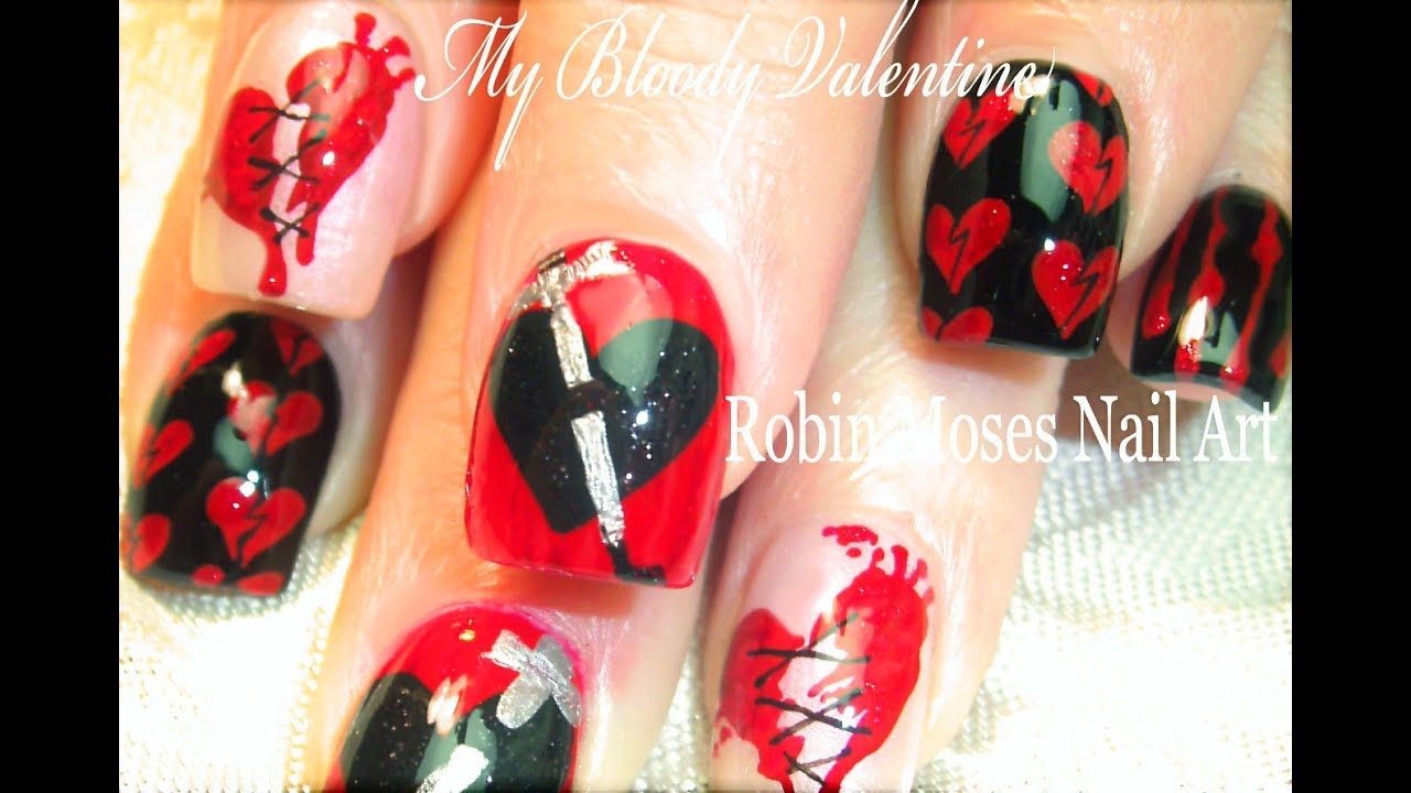 My Bloody Valentine's Day Nail Art Design | Anti Valentine Nails