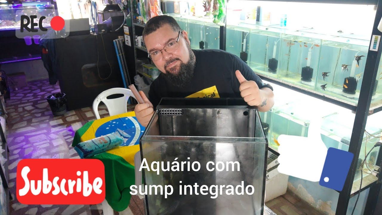 Aquário com sump traseiro integrado (Marinho ou doce) Aquário para iniciantes.