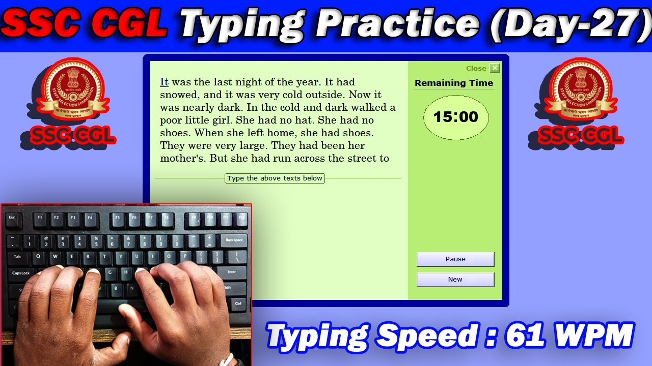 SSC CGL Typing Practice Day- 27 | 61 WPM Typing Speed with 96% Accuracy #typing #raushantypingmaster