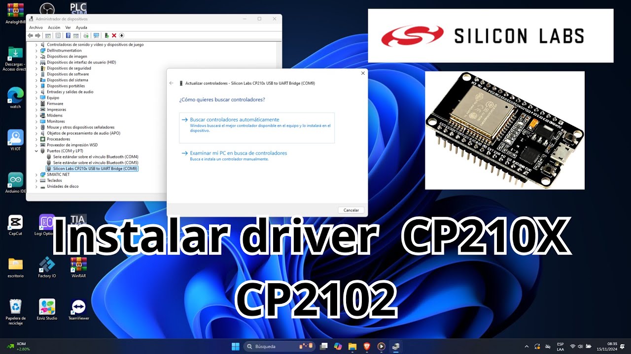 Como Instalar Driver Silicon Labs CP210x USB to UART Bridge driver en Windows 11 Tutorial -  CP2102