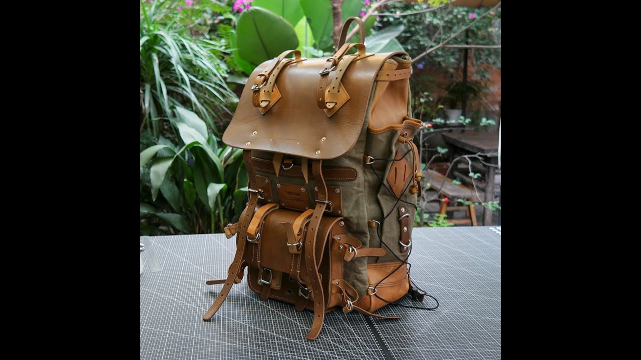 Oil wax canvas backpack, suitable for outdoor hiking and camping
