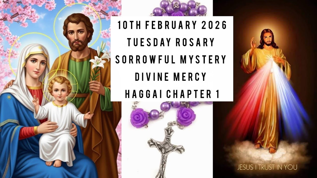 TUESDAY SORROWFUL MYSTERY, DIVINE MERCY,HAGGAI CHAPTER 1| ROSARY PRAYERS 10th Feb '26