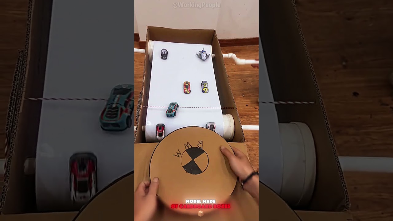 A practical racing car model made of cardboard boxes 🚗📦