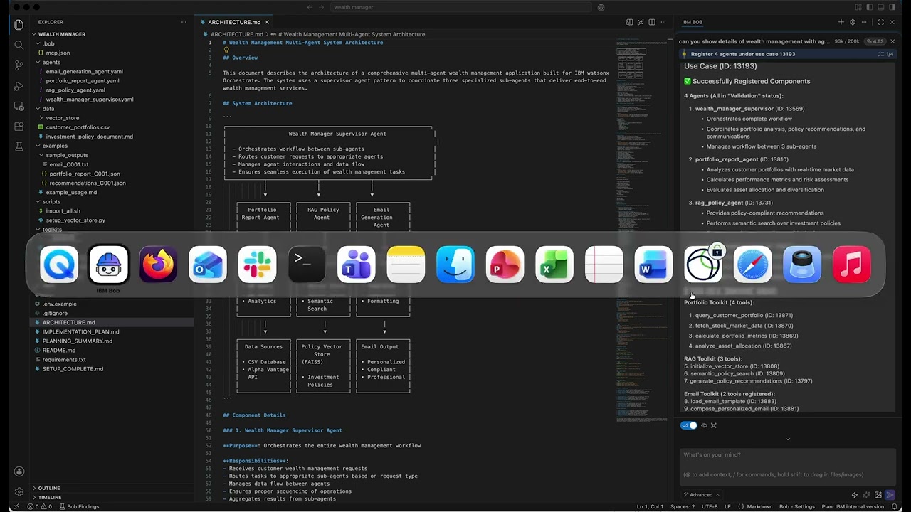 Wealth Manager - Governed ADLC with watsonx.governance, IBM Bob and watsonx orchestrate