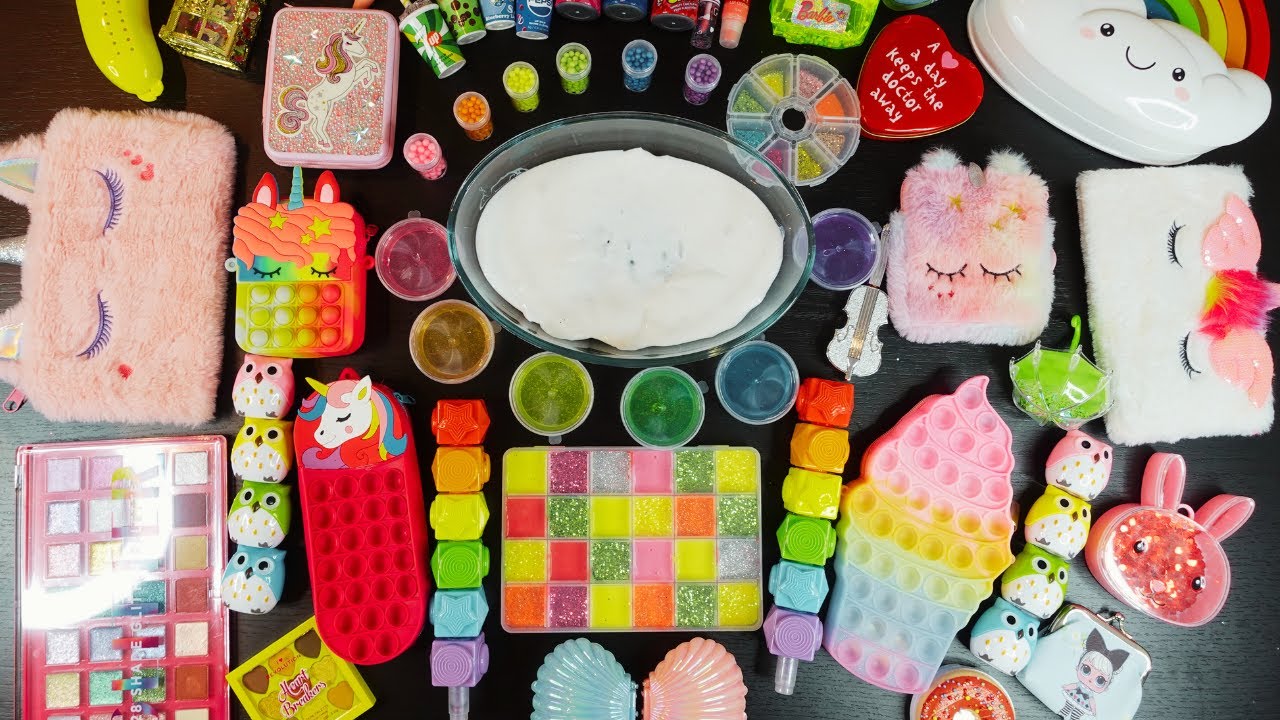 Unicorn Rainbow 2 Slime Mixing Random Things Into Slime ASMR #satisfying #slime #slimeasmr #loomband