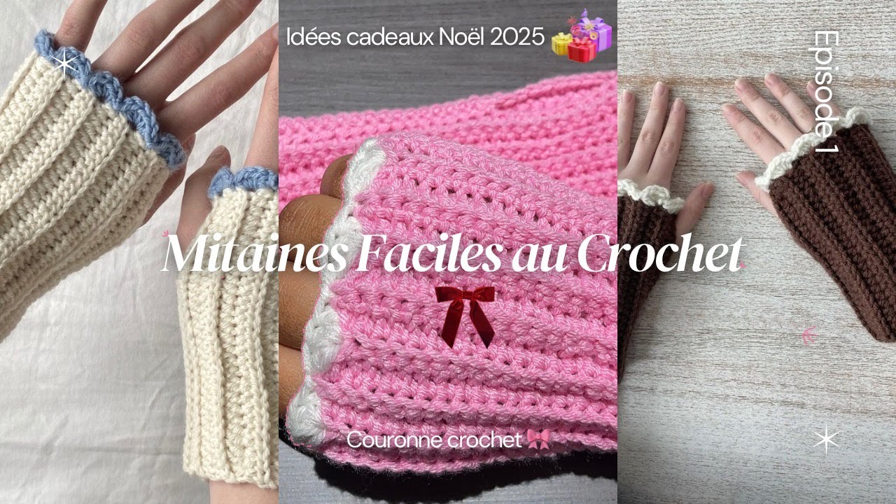 Tuto Mitaines Faciles au Crochet | Idée Cadeau de Noël 🎄 (100 % Débutant Friendly !)🎀