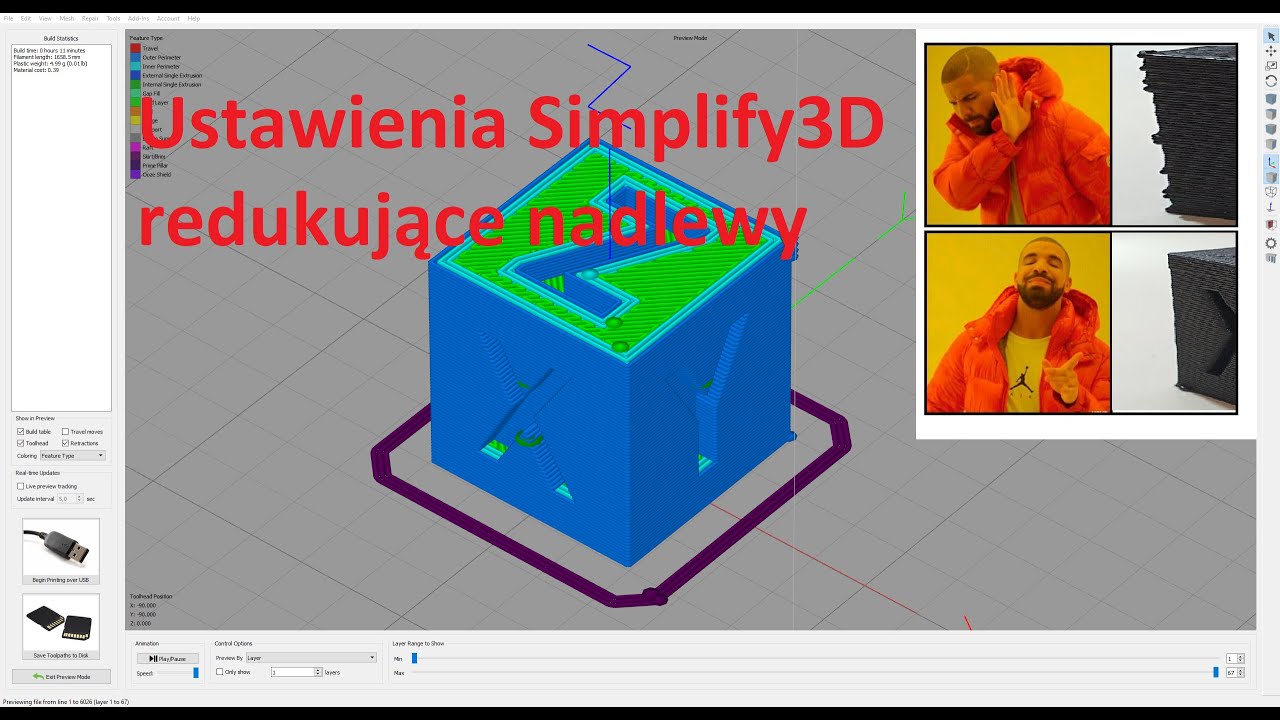 Simplify3D - Jak zredukować nadlewy na rogach wydruku