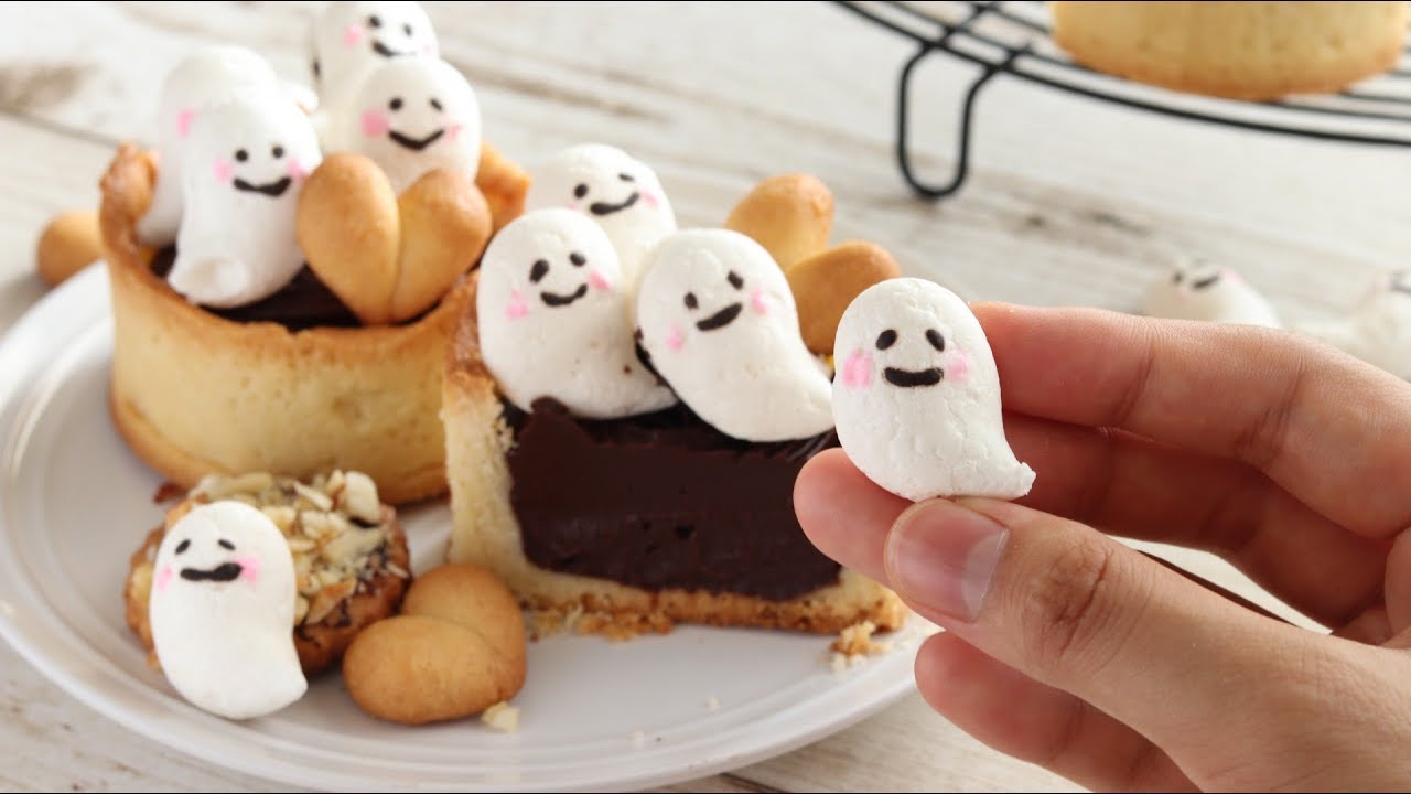 おばけメレンゲクッキー生チョコタルト Ghost Meringue cookie｜HidaMari Cooking