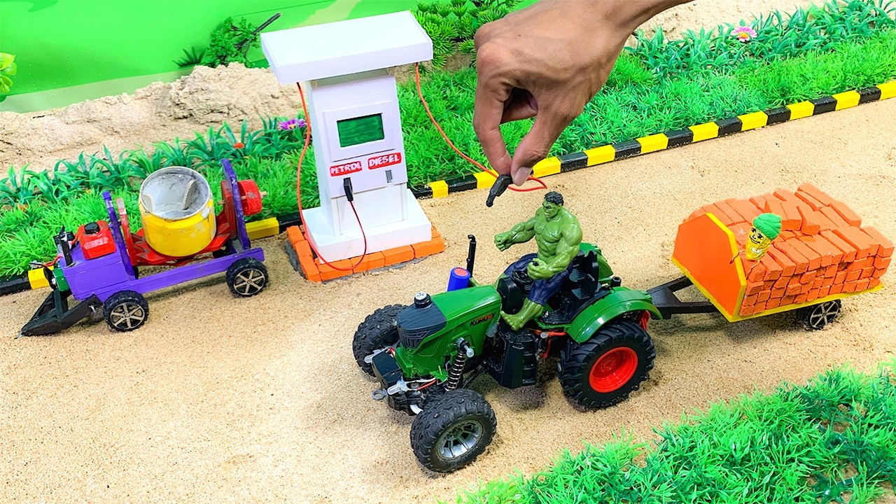 Diy tractor mini petrol pump science project by SunnyCreatorShow