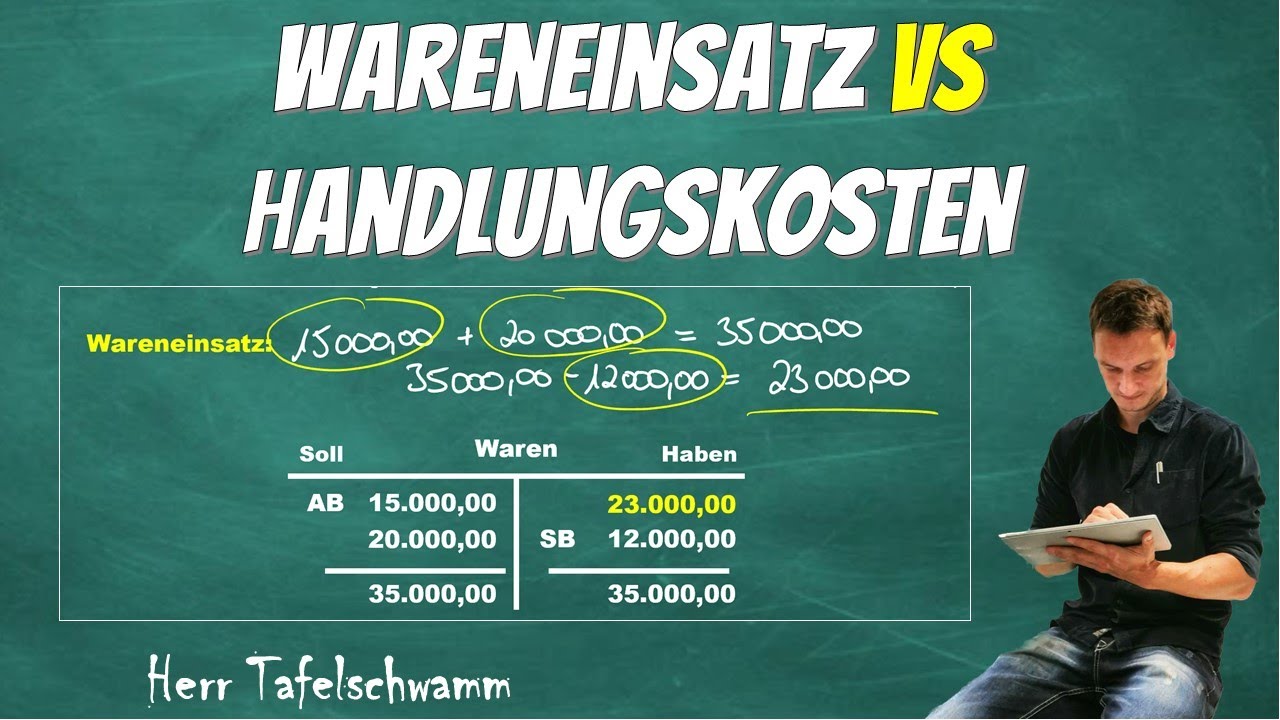 Wareneinsatz und Handlungskosten mit Hilfe von T-Konten und dem GuV-Konto berechnen und verstehen!