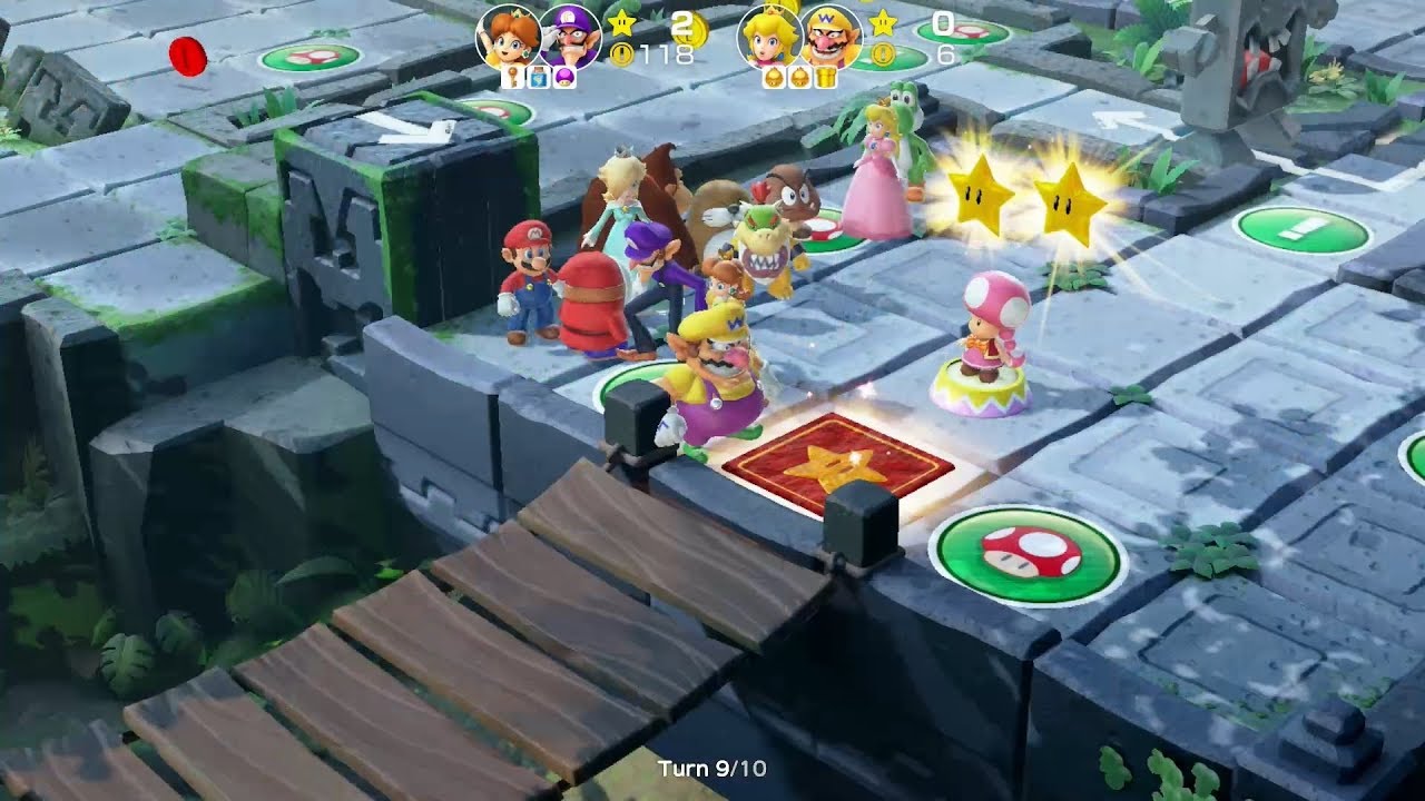 Super Mario Party Partner Party #141 Domino Ruins Treasure Hunt Daisy & Waluigi vs Peach & Wario