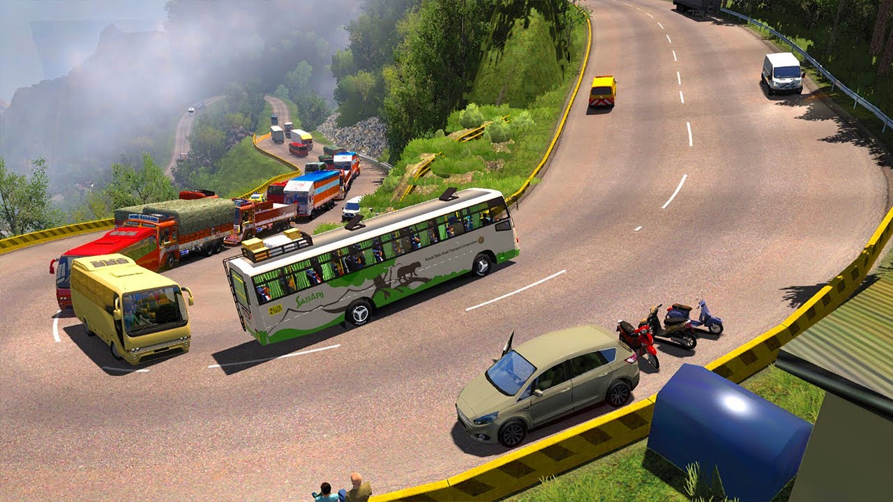 KSRTC Bus Driving on Narrow Road | Hilly Roads in India | ETS2 Bus Mod
