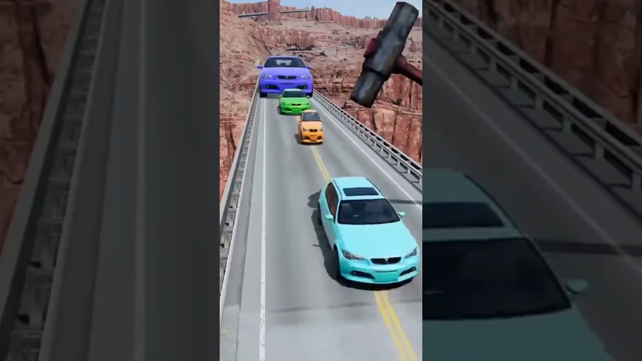 Reverse Colorful Small To Giant Cars Vs Hammer #beamngviral #beamngdrive #beamngshort #52