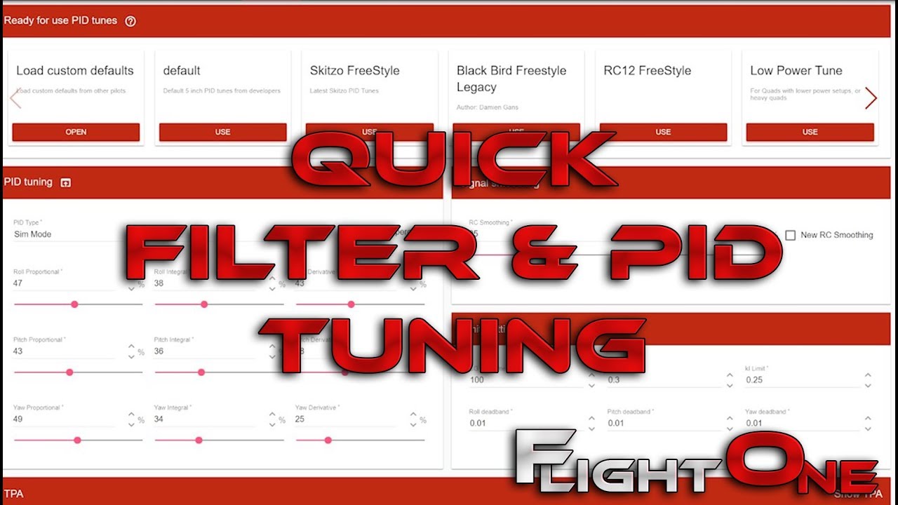 Quickly Tune FlightOne Filter and PIDS