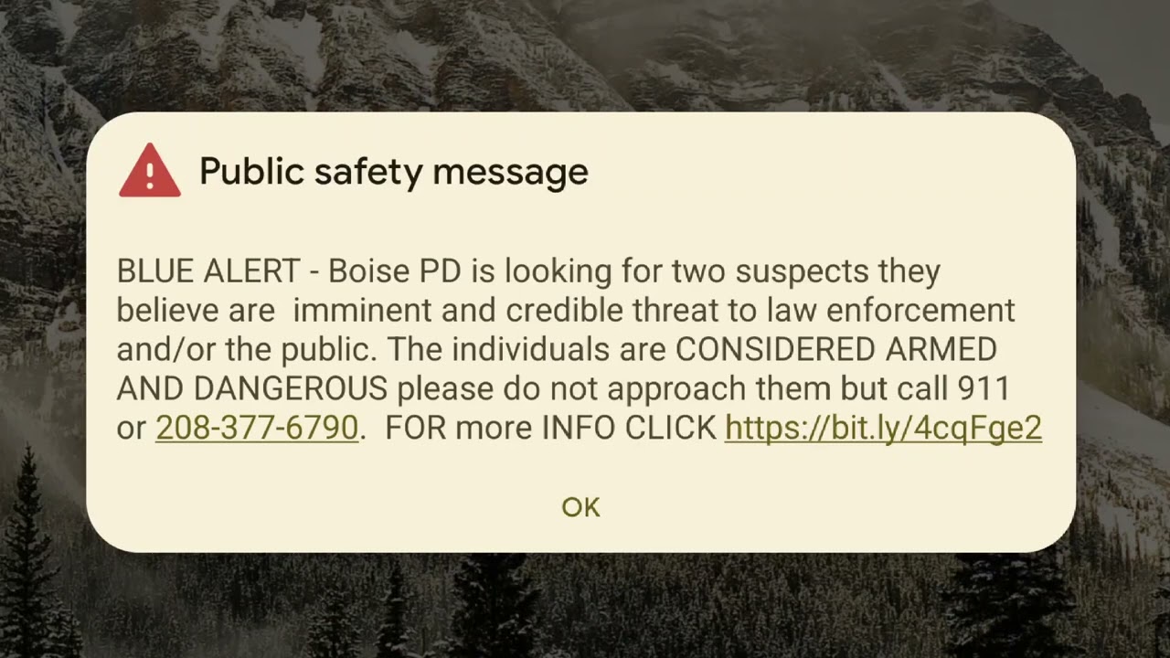 Emergency Alert Public Safety Message BLUE ALERT