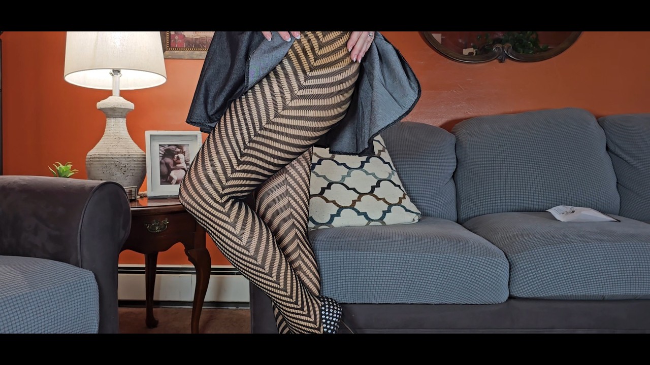 Having Fun With Pantyhose Try On | TheElegantAssistant1 | Denim Party Dress and High Heels
