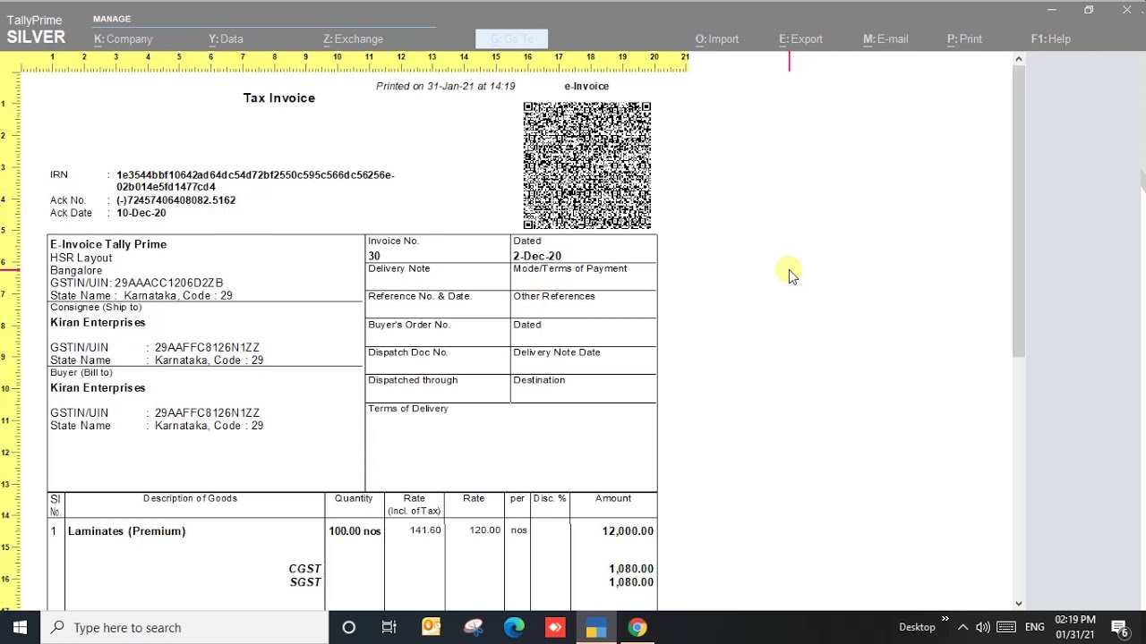 #Einvoice #How to generate E Invoice in Tally Prime #GenerateIRN & QR Code from Tally Prime