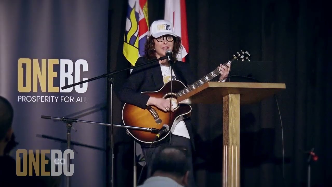 OneBC Leader Dallas Brodie sings the Canadian Anthem