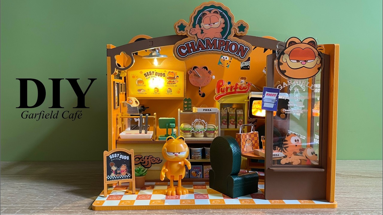 Garfield Café | DIY Miniature Dollhouse Crafts | Relaxing Satisfying Video