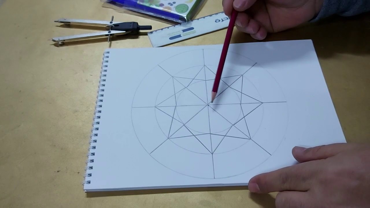 الفنون الإسلامية ( رسم و تلوين نجمة ثمانية ) #جزء 1 - The art of Islamic decoration