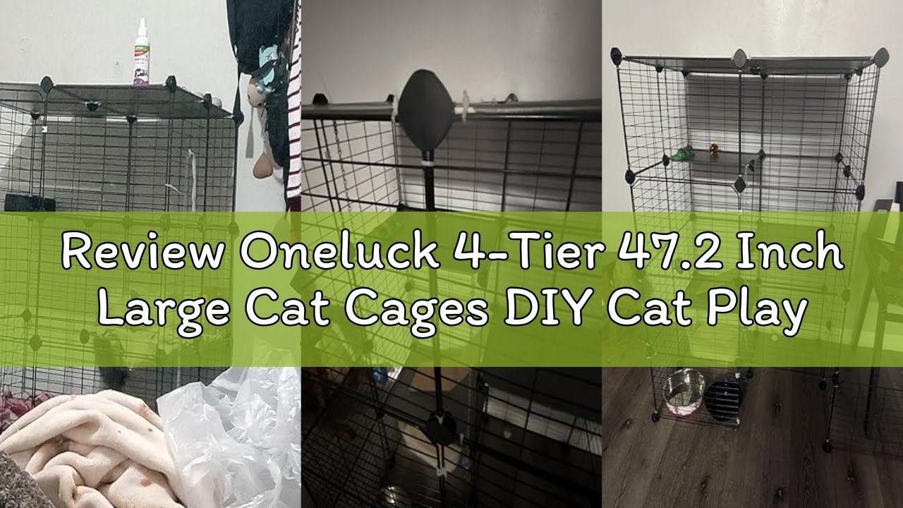 Review Oneluck 4-Tier 47.2 Inch Large Cat Cages DIY Cat Playpen Detachable Metal Wire Kennels Cat Cr
