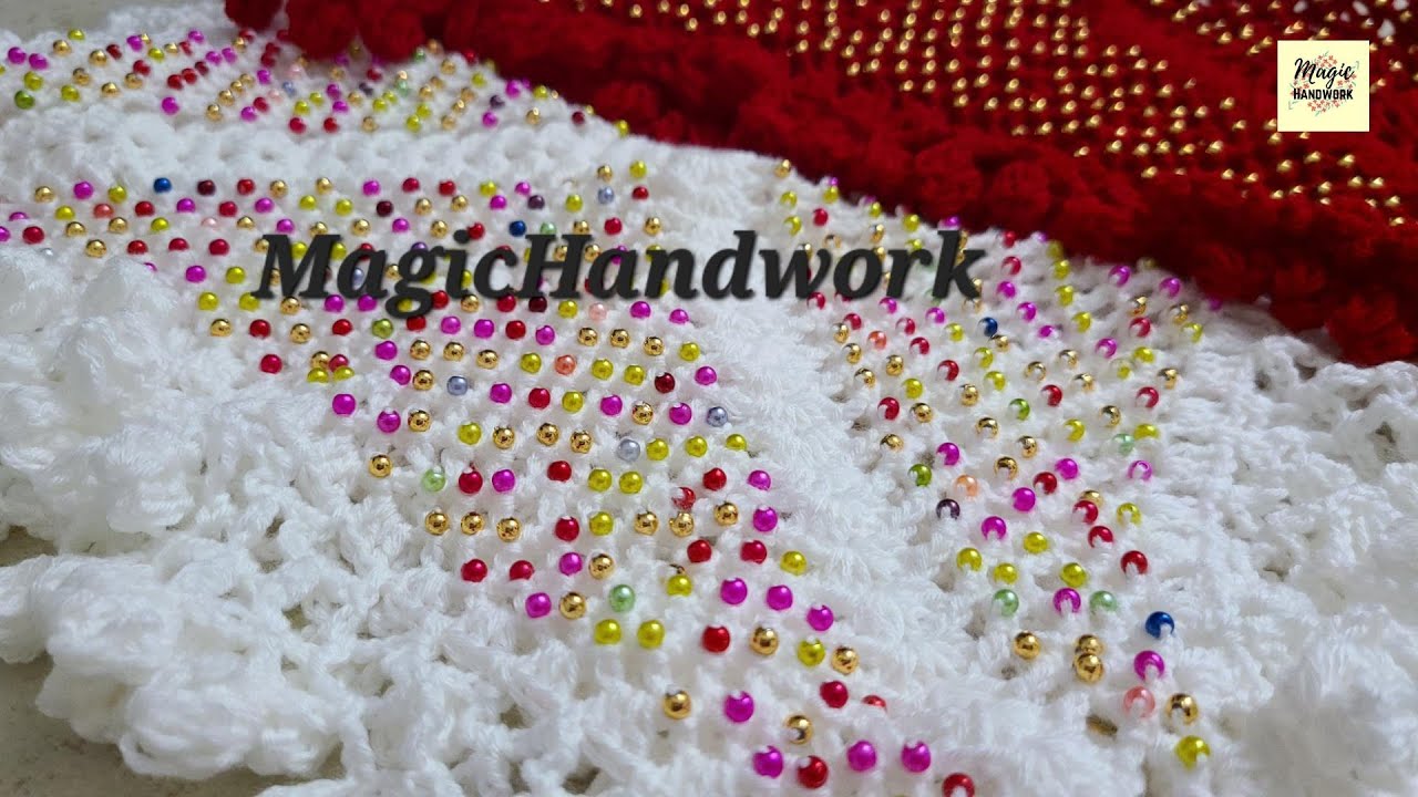🌼 मोती पूजा थालीकवर, थालपोश बनाना सीखें, लोकारीचा रूमाल, Square shape Beaded Tablecloth, Moti Rumal