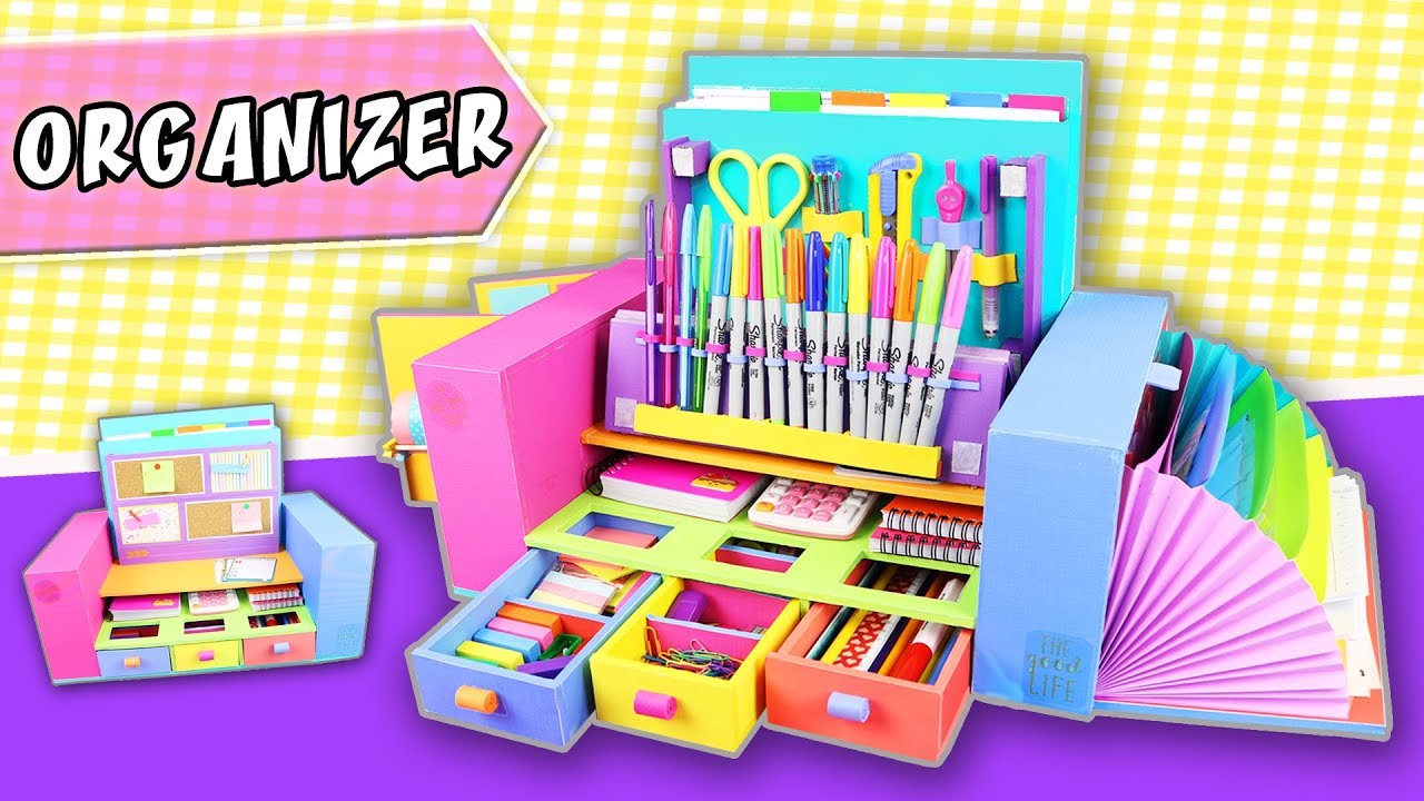 DESKTOP ORGANIZER from Cardboard - Back to school | aPasos Crafts DIY