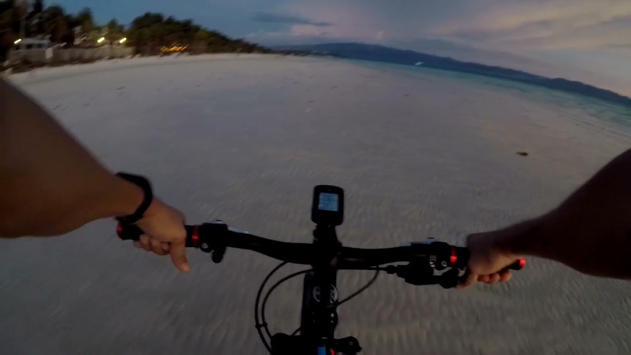 After sunset biking along Boracay beach