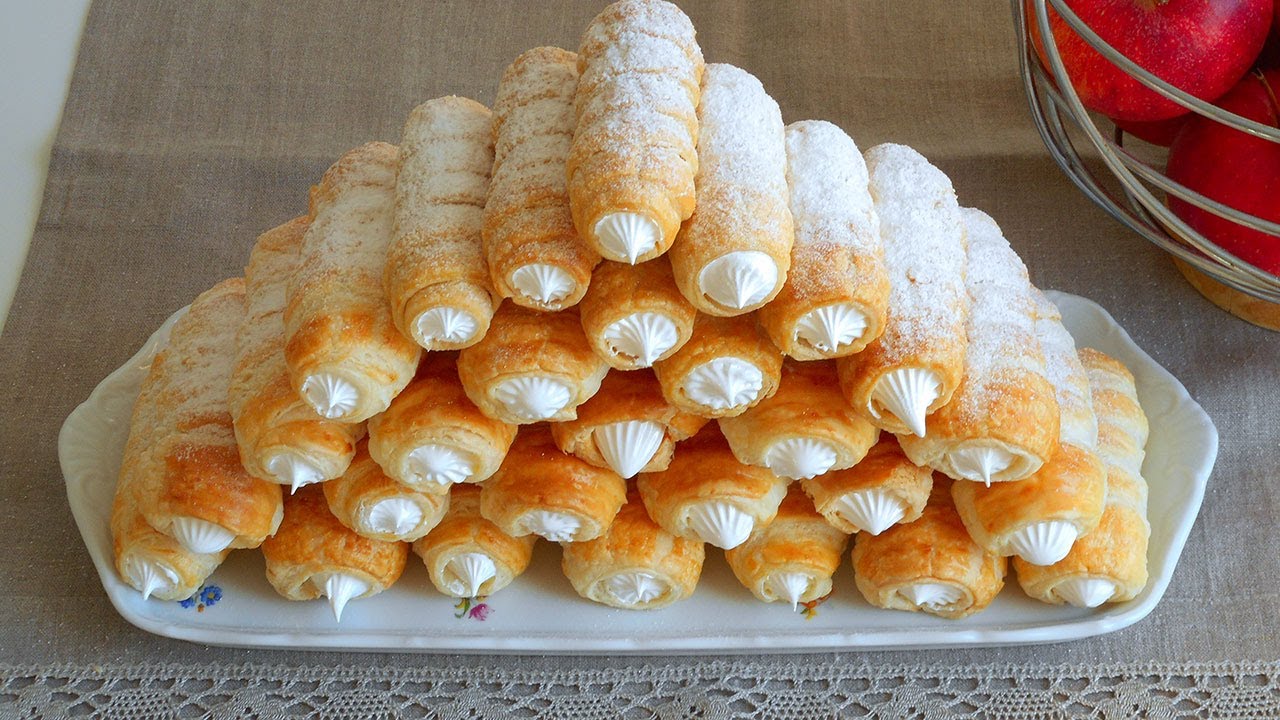 Snehové trubičky „ šamrolky “ z domáceho, lístkového cesta (schaumrolle) / LiViera dessert /