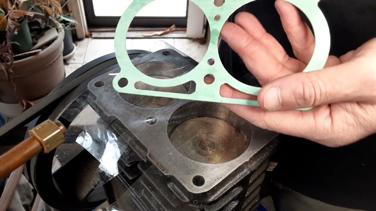Campbell Hausfeld air compressor repair, no pressure, head gasket replacement, 2-cylinder
