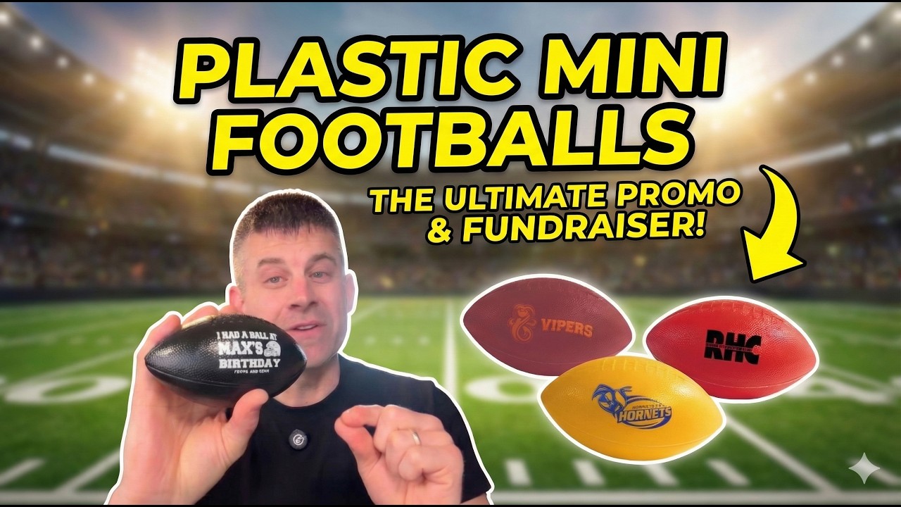 Plastic Mini Footballs Printed With Your Custom Logo - Great for Booster Clubs & School Fundraisers