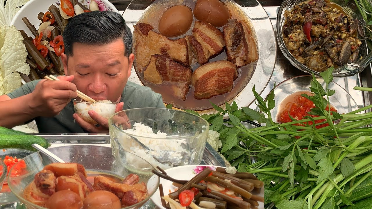 Ăn Cơm Với Thịt Heo Kho Nước Dừa Và Ba Khía | Ăn Youtube