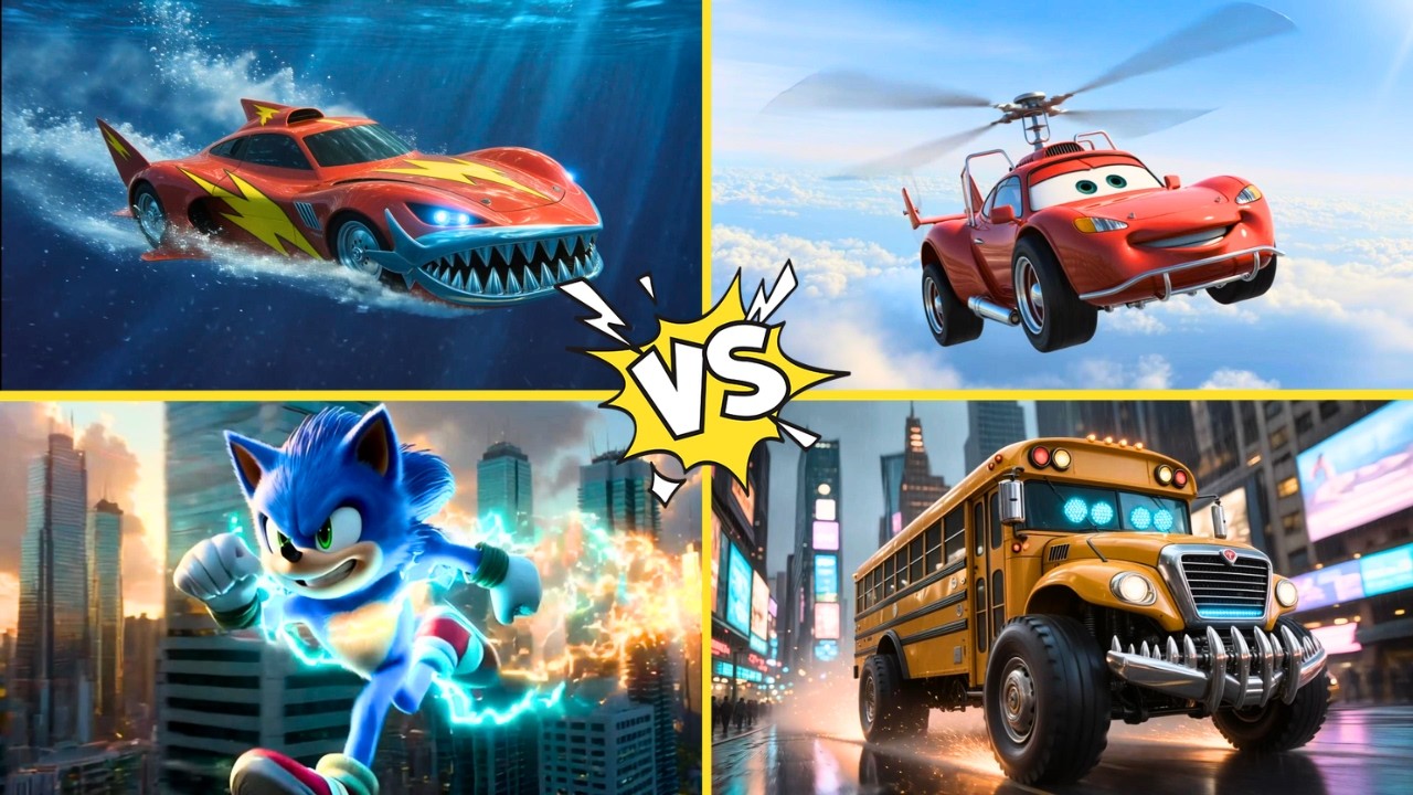 MCQUEEN - SONIC - SCHOOL BUS | TILES HOP #203