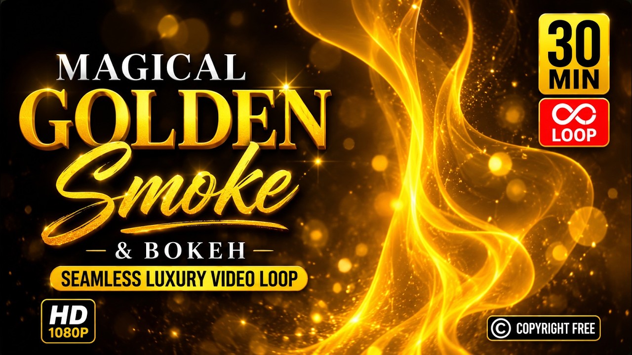 Magical Golden Smoke & Bokeh  Seamless Luxury Video Loop