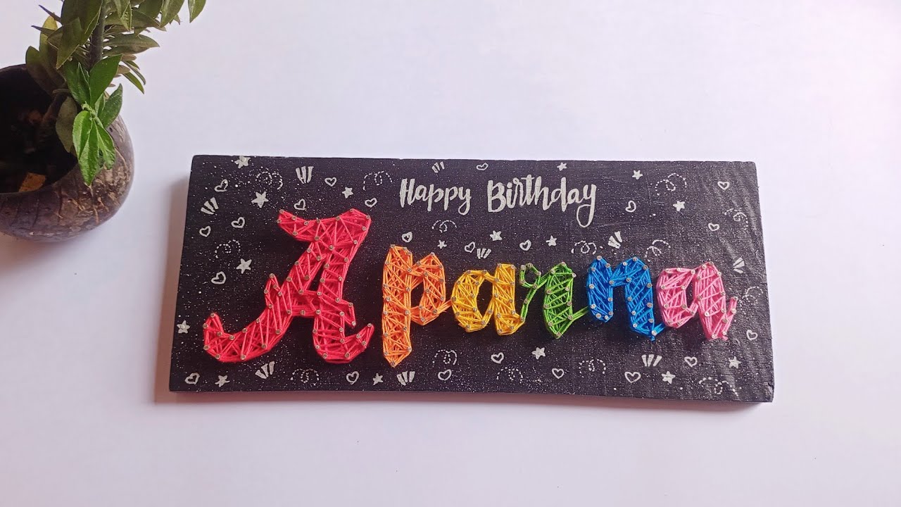how to make string art name plate/string art name making/